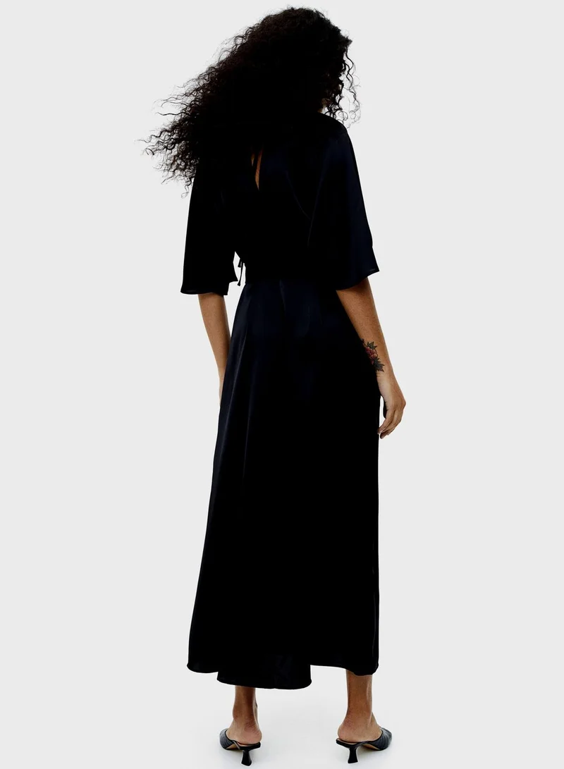 H&M Tie Detail Belted Dress