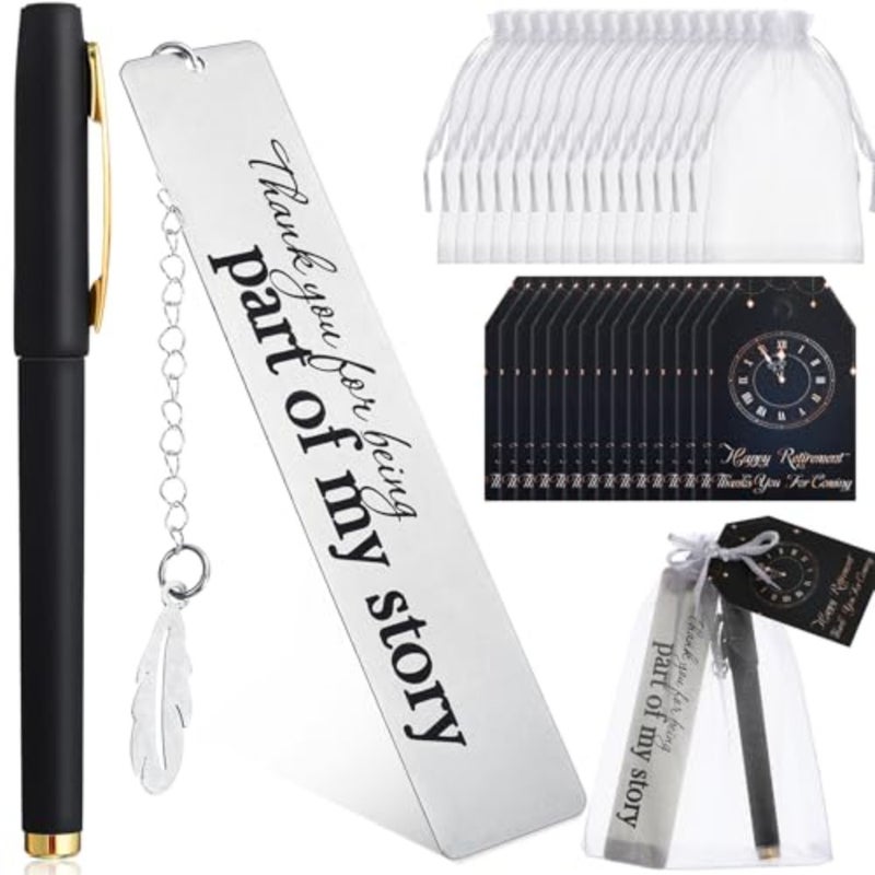 16 Set Retirement Gifts Favors for Guests Retirement Bookmarks with Thank You Cards and Organza Bags Party Gift Set for Guests Souvenirs - Image 1