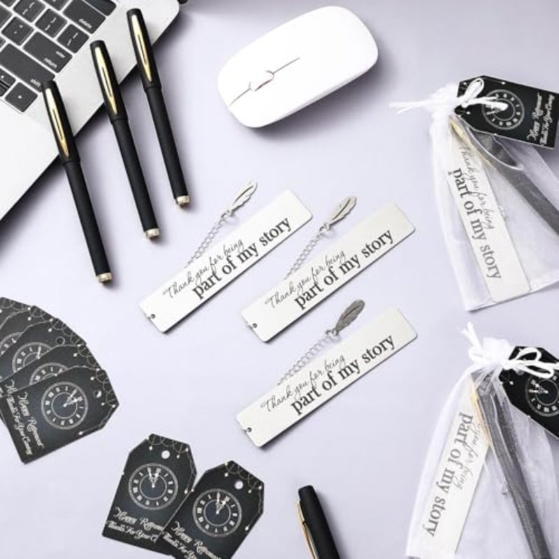 16 Set Retirement Gifts Favors for Guests Retirement Bookmarks with Thank You Cards and Organza Bags Party Gift Set for Guests Souvenirs - Image 2