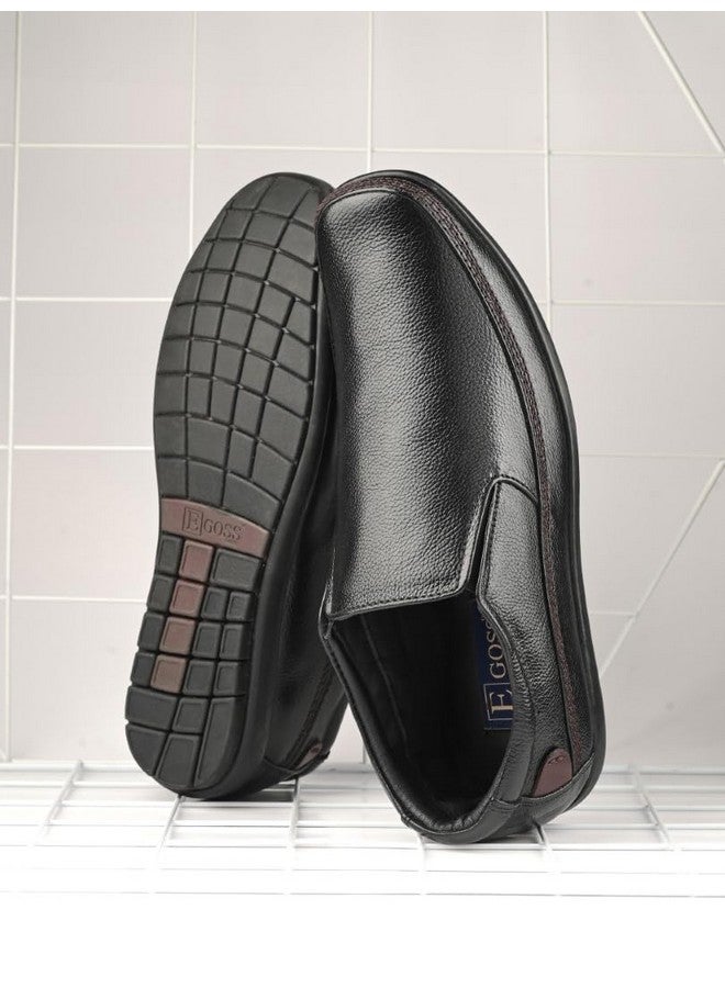 egoss Stretch Premium Genuine Leather Slip On Formal Shoes for Men (Black-6)-GS-345 - Image 2