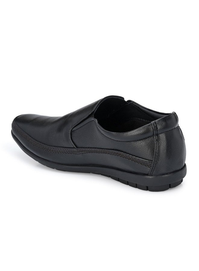 egoss Stretch Premium Genuine Leather Slip On Formal Shoes for Men (Black-6)-GS-345 - Image 3