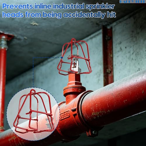 Happy Tree (6 Pack) 3/4" IPS Red Fire Sprinkler Head Guard for Pendent & Upright & Horizontal Sidewall Head - Double Hook - Image 2