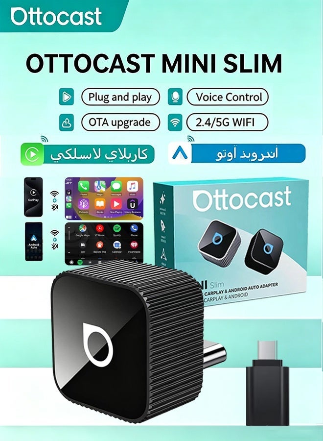 أوتوكاست محول كاربلاي لاسلكي صغير لأجهزة آيفون وأندرويد أوتو، محول كاربلاي 2 في 1 يحول نظام أبل كاربلاي السلكي إلى لاسلكي، سهل التوصيل والتشغيل، منفذ USB-C، واي فاي 5 جيجاهرتز، زمن استجابة منخفض، متوافق مع أكثر من 98% من سيارات كاربلاي السلكية الأصلية. - Image 1