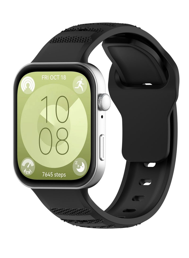 HW 2PCS Strap for Huawei Watch Fit 3, Silicone Watchband Replacement Bracelet Grey/Black - Image 3