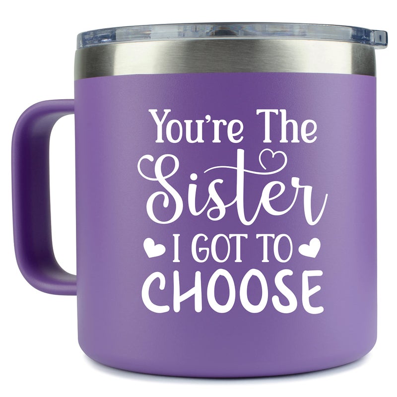KLUBI Gifts for Best Friend  Youre the Sister I Got to Choose Gifts 14oz Purple Tumbler Mug Purple Gifts for Women Sister Friend Gifts Best Friends Coffee Mug Valentines Day Gifts for Friends