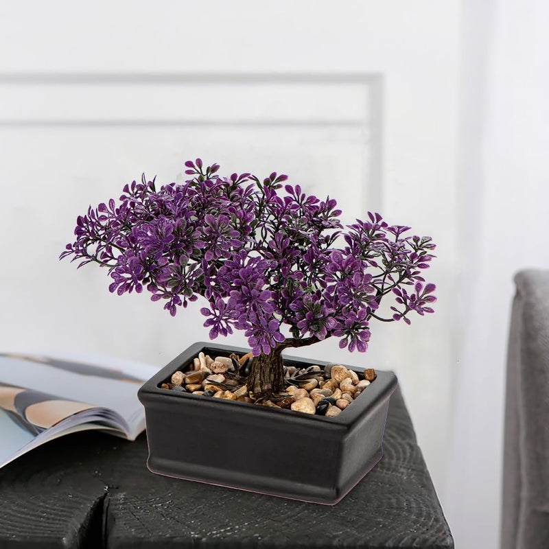Briful Artificial Bonsai Tree Juniper Faux Plants Indoor Fake Plants Decor with Black Ceramic Pots for Home Table Office Desk Bathroom Shelf Bedroom Living Room Farmhouse Decorations-Purple - Image 3