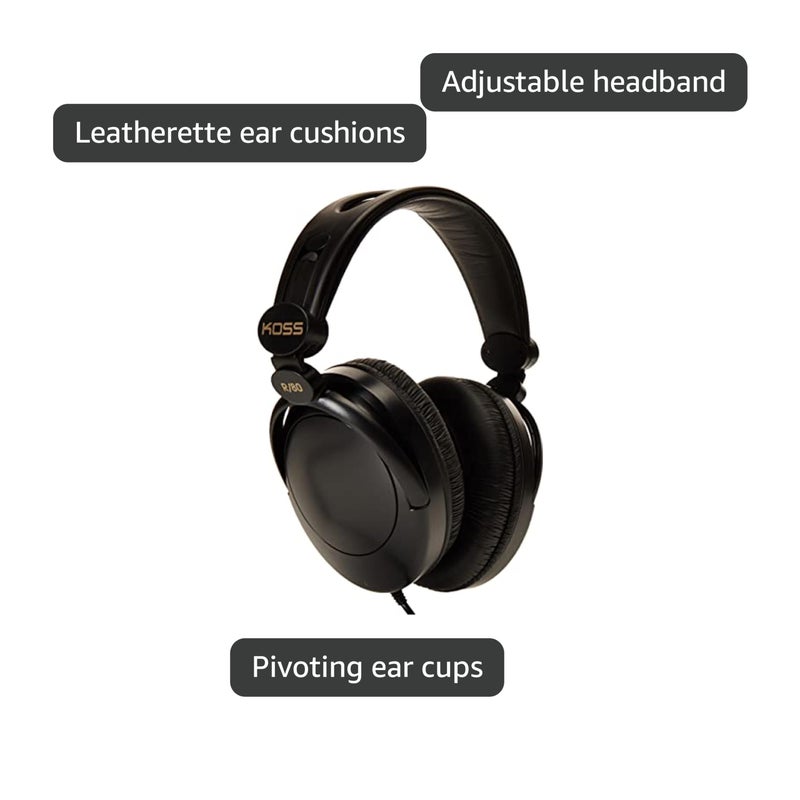 Koss 154336 R-80 Over Ear Headphones, Black - Image 4