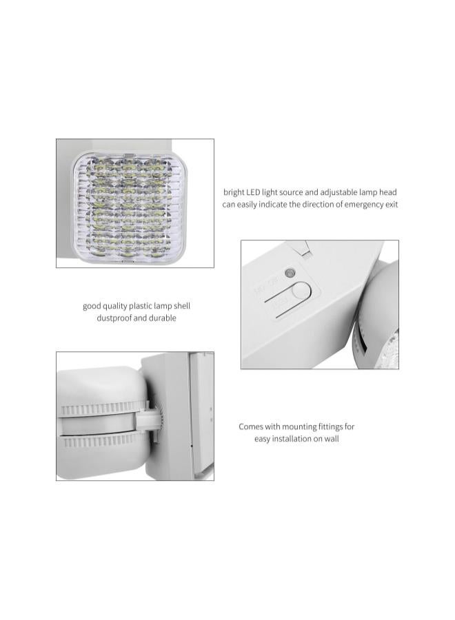 Loquat Two Head Emergency Light, Wall Mount Commercial LED Emergency Lights Exit Sign Indicator Lamp with Adjustable Light Head - Image 1