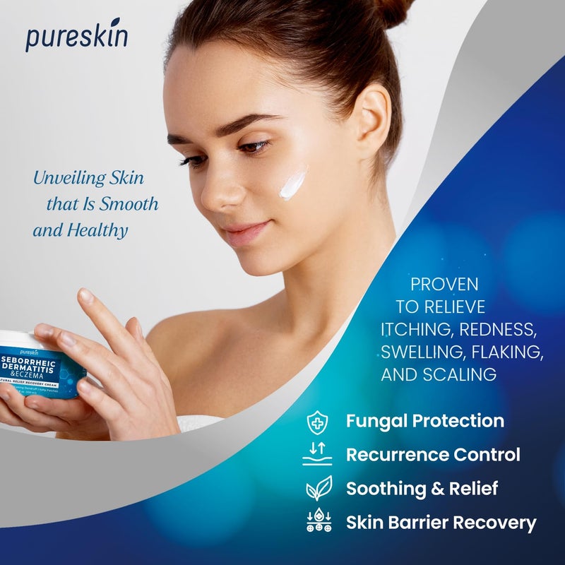 PureSkin كريم التهاب الجلد الدهني والصدفية: علاج مضاد للفطريات - مكون من أعشاب تقليدية - تخفيف لتهيج وتقشر فروة الرأس - خالي من الستيرويدات ونتائج دائمة 3.4 أونصة - Image 5