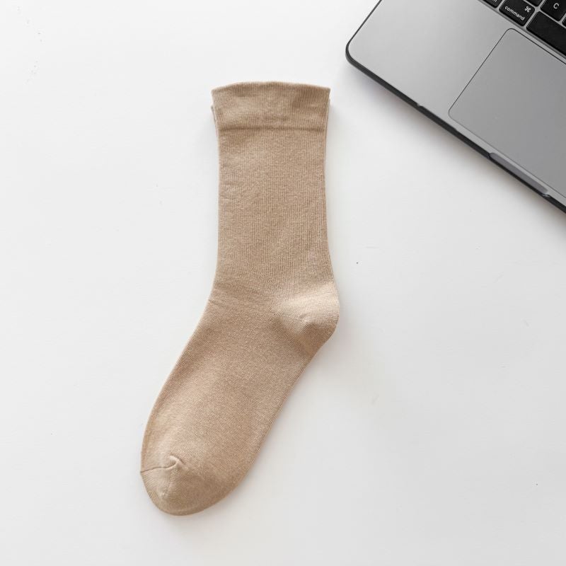 Maternity Cotton Loose Socks Mid-Calf Solid Color Light brown color (exquisite pe bag packaging)