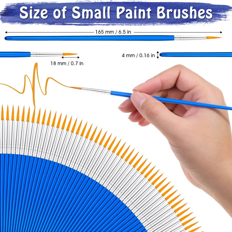 anezus 100Pcs Paint Brushes Bulk Small, Anezus Paint Brushes for Kids Fine Paint Brushes Set Detail Paint Brushes for Classroom Model Canvas Face Nail Art Acrylic Watercolor Paint Craft Supplies - Image 3
