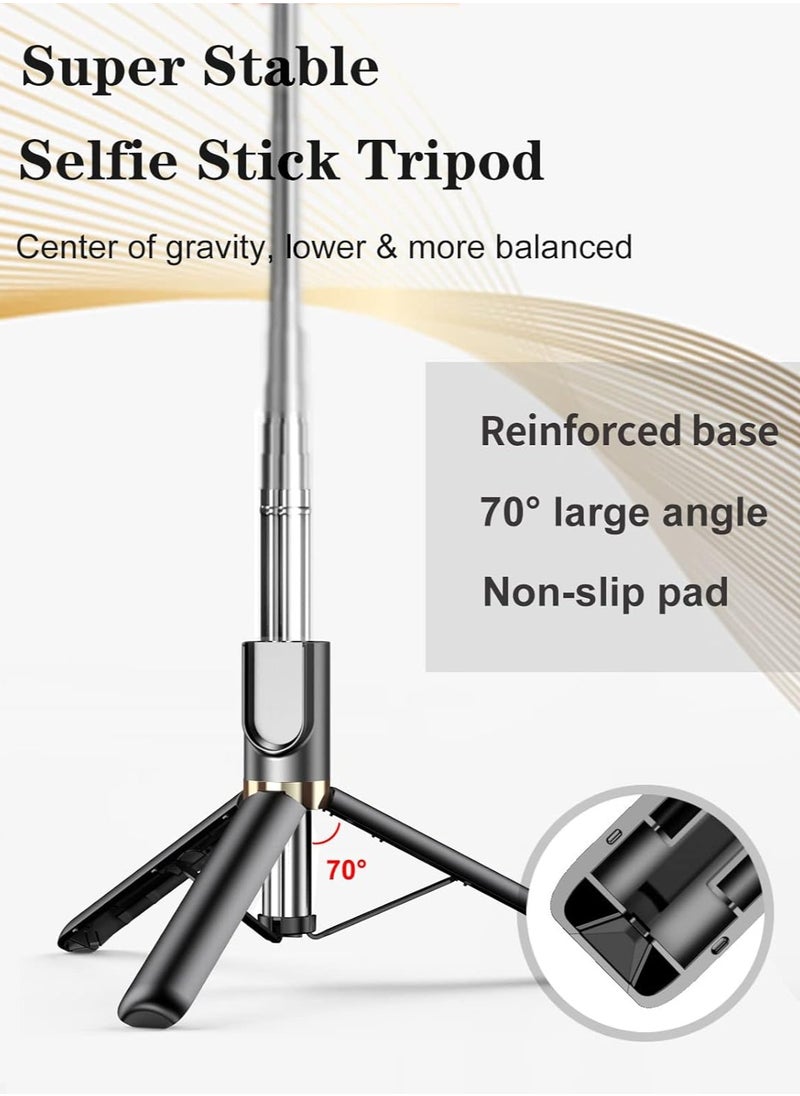Yeaki - Yeaki Selfie Stick Tripod with Wireless Remote, Cellphone Selfie Stick Tripod with LED Fill Light, for iPhone 15/14/14 pro/13/13 Pro/12/11/11 Pro/XS Max/XS/XR/X/8/7 and Android Smartphone(Upgrade) - Image 1