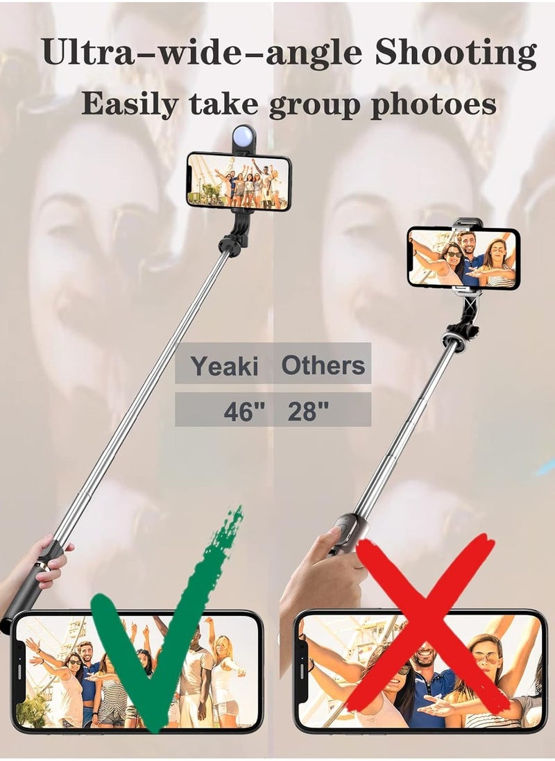 Yeaki - Yeaki Selfie Stick Tripod with Wireless Remote, Cellphone Selfie Stick Tripod with LED Fill Light, for iPhone 15/14/14 pro/13/13 Pro/12/11/11 Pro/XS Max/XS/XR/X/8/7 and Android Smartphone(Upgrade) - Image 1