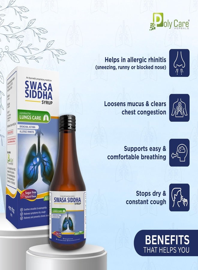 POLY CARE Swasa Siddha Ayurvedic Syrup - 200 ml | For Your Respiratory Wellness | Tulsi, Kantkari, Yasthimadhu And 10 other Ayurvedic Ingredients. - Image 3