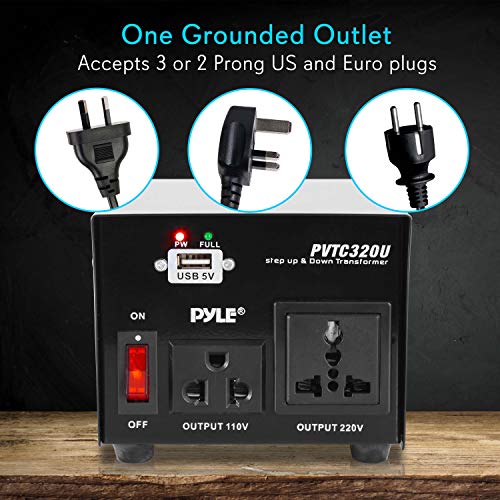 Pyle Step Up and Down Converter - 500 Watt Voltage Converter Transformer w/ USB Charging Port, UK Power Adapter, AC 110 / 120 to 220 / 240 Volt Vice Versa, 110V/120V/220V/240V Input Voltage - Image 4