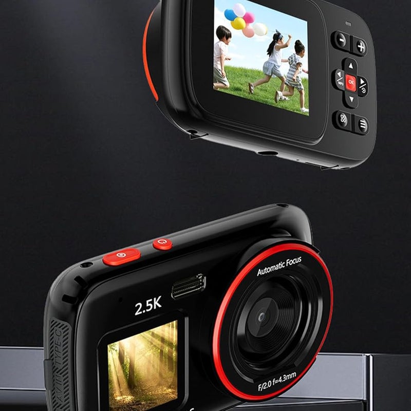 Digital Camera For Teens 72MP 2 5K Dual Screen 16X Zoom Anti Shake Vlogging Black - Image 3