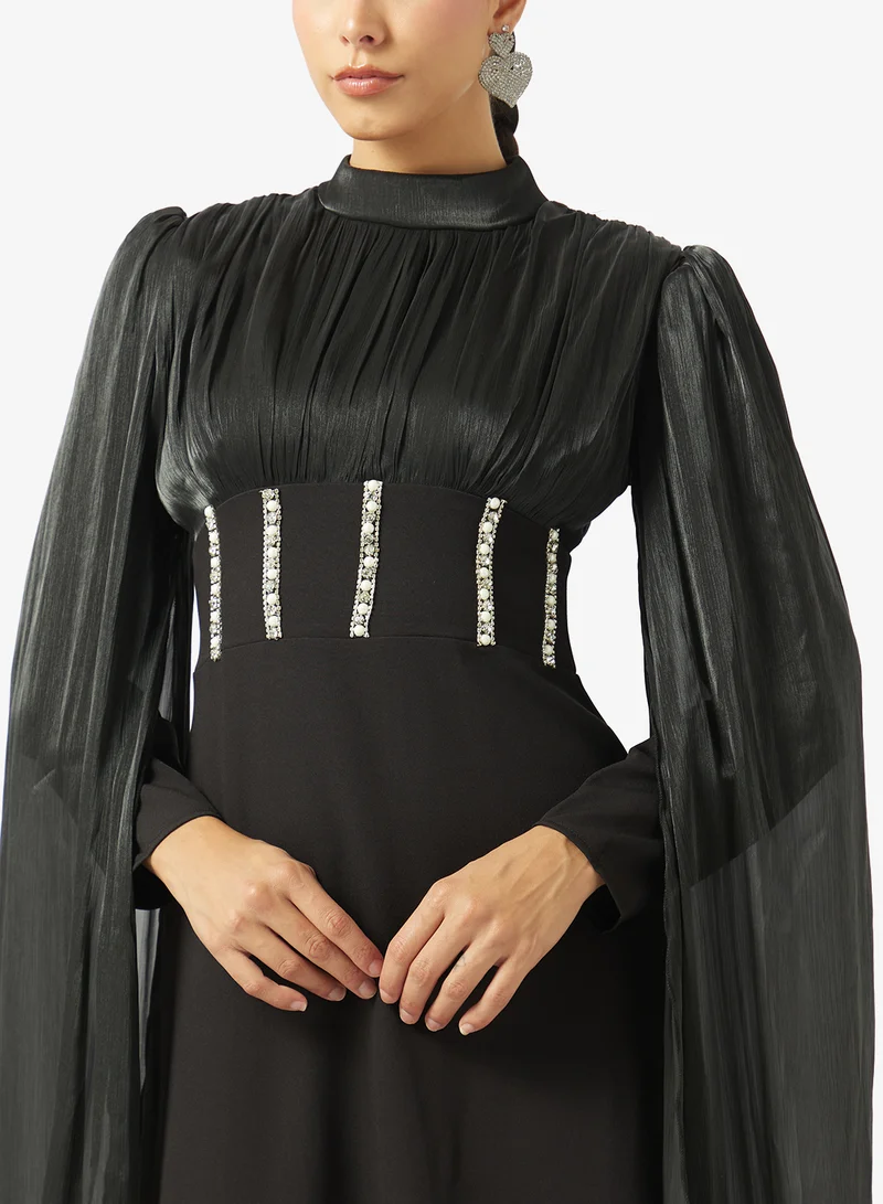 Khizana  Ruched Dress With Exaggerated Sleeves for Women | Best Price UAE