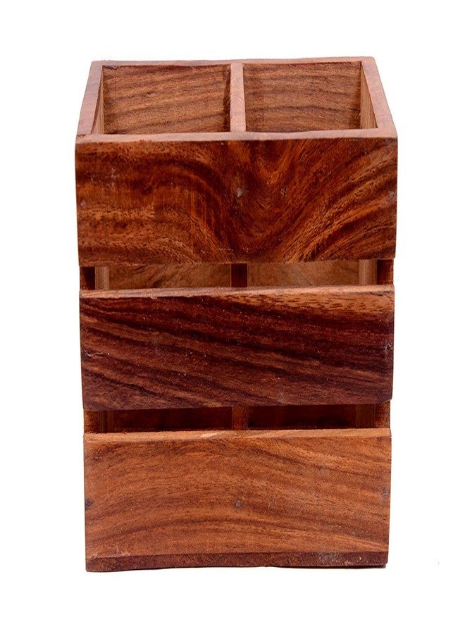 Giftoshopee Wooden Kitchen Utensil Holder Wooden Cutlery Holder Storage Box Multipurpose Stand - Image 1