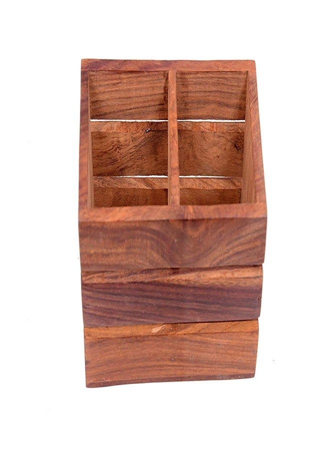 Giftoshopee Wooden Kitchen Utensil Holder Wooden Cutlery Holder Storage Box Multipurpose Stand - Image 2