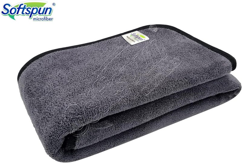 سوفتسبون منشفة SOFTSPUN من الألياف الدقيقة كبيرة الحجم، 500 GSM مقاس 50×80 سم (19.5×31.5 بوصة)، أعلى مزيج 70/30، منشفة تجفيف شديدة التحمل فائقة الامتصاص وخالية من الخدوش لتجفيف المركبات بمرور واحد للسيارات وسيارات الدفع الرباعي، عبوة واحدة، رمادي. - Image 2