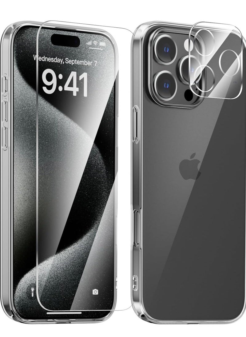 BGM Ultra-Thin Clear Case for iPhone 16 Pro â Not Yellowing with Camera Lens and Screen Protectors 