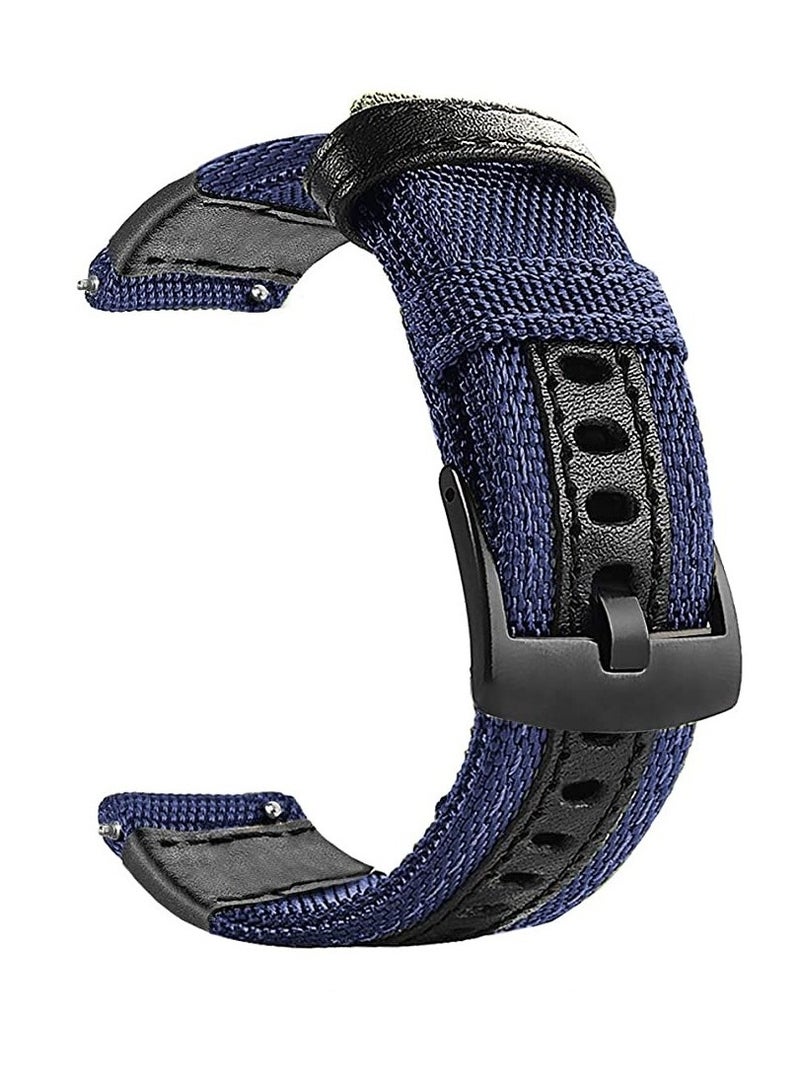 For GTS 2/ GTS 3/GTS 4/ Bip 3 Pro/Bip 3 Smartwatch  Bands, 20mm Nylon Strap Blue Black - Image 1