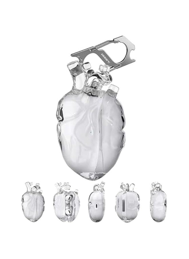 Generic for Airpods Pro 2 Case 3D Heart, Liquid Silicone Transparent Cover With Metal Keychain, Fantasy Design for Airpod Pro 2nd Generation Case, Anatomical Heart Ornament (White, for AirPods Pro1st/Pro2 n  - Image 1