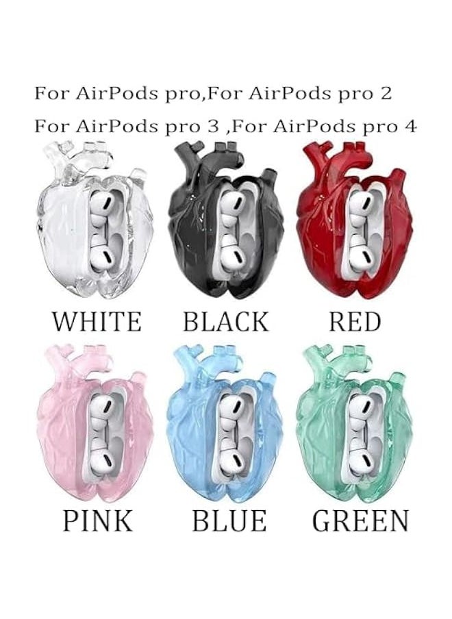 Generic for Airpods Pro 2 Case 3D Heart, Liquid Silicone Transparent Cover With Metal Keychain, Fantasy Design for Airpod Pro 2nd Generation Case, Anatomical Heart Ornament (White, for AirPods Pro1st/Pro2 n  - Image 2