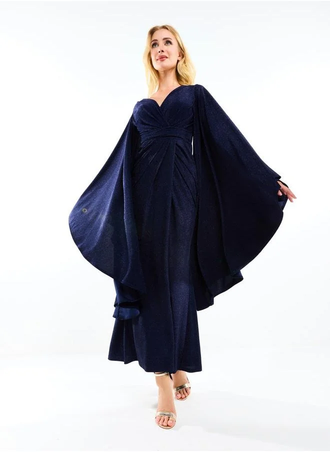 هاوس اوف مودا Shimmered Look Extreme Flare Sleeves Maxi Dress by Styli