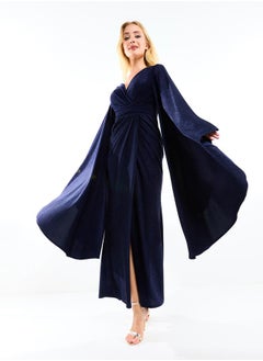 House of Moda Shimmered Look Extreme Flare Sleeves Maxi Dress by Styli  - Image 3