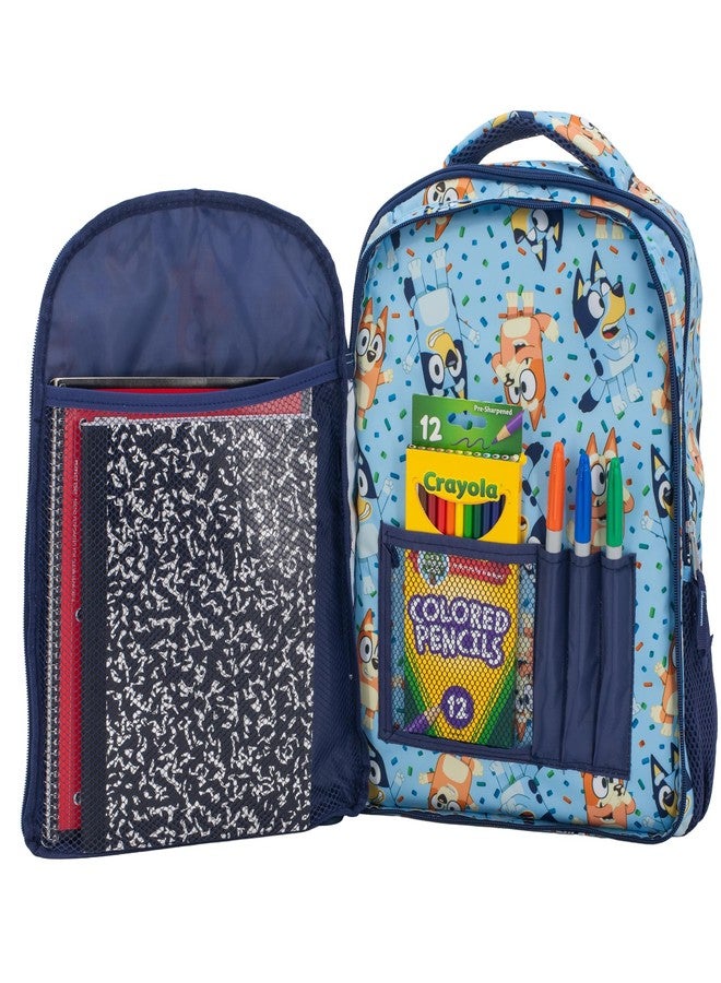 Accessory Innovations AI ACCESSORY INNOVATIONS Kids Backpack, Multi Pocket Bookbag with Adjustable Shoulder Straps & Padded Back, Bluey, Standard, Character - Image 3