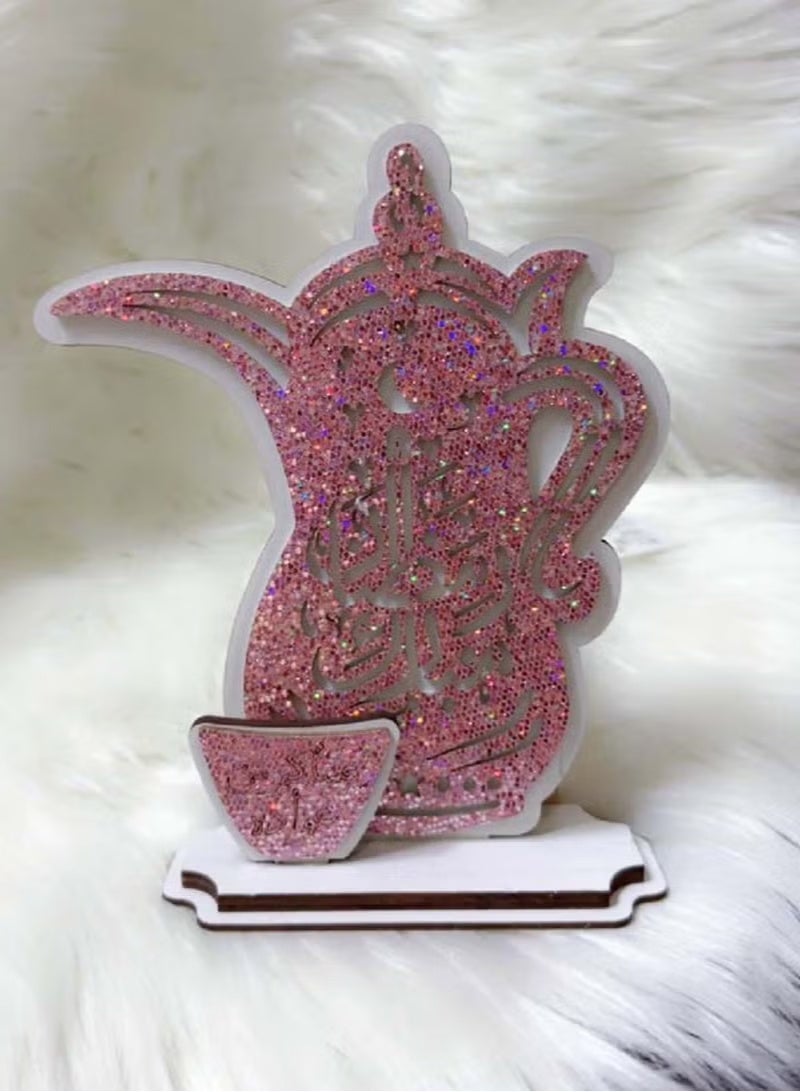 سي او أرماء زينة رمضان ديكورات مصنوعة يدوياً من الخشب بتصميم  دلة وعبارات رمضان كريم - Image 4