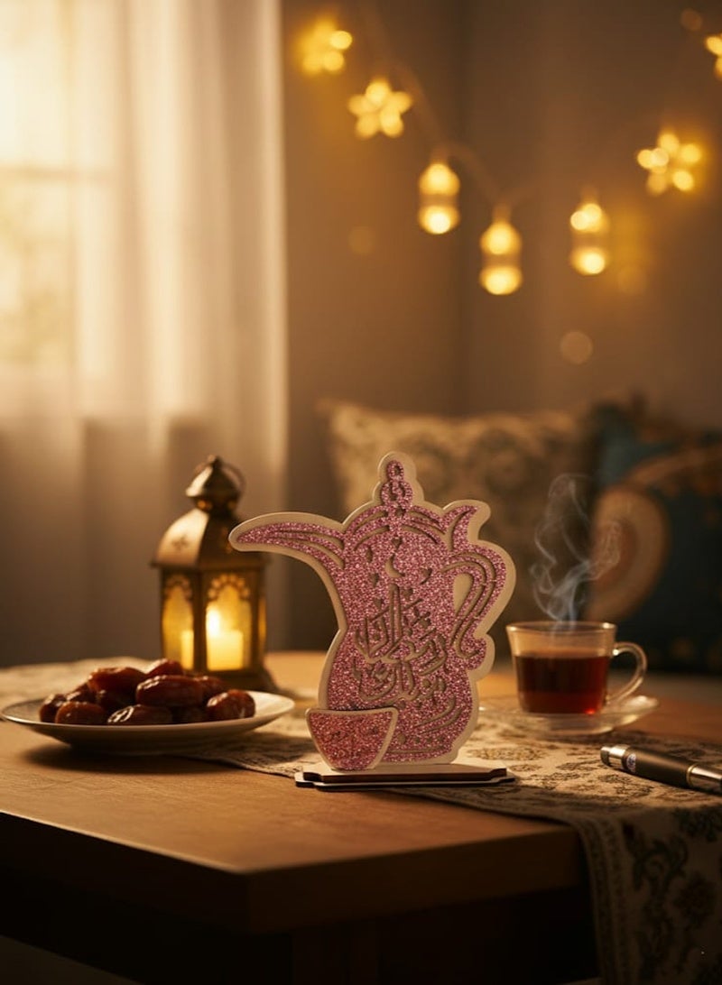 سي او أرماء زينة رمضان ديكورات مصنوعة يدوياً من الخشب بتصميم  دلة وعبارات رمضان كريم - Image 2