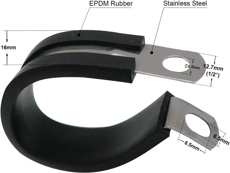 ROADFORMER 1" Cable Clamp Stainless Steel Insulated Rubber Cushioned – 12 Pack - Image 2