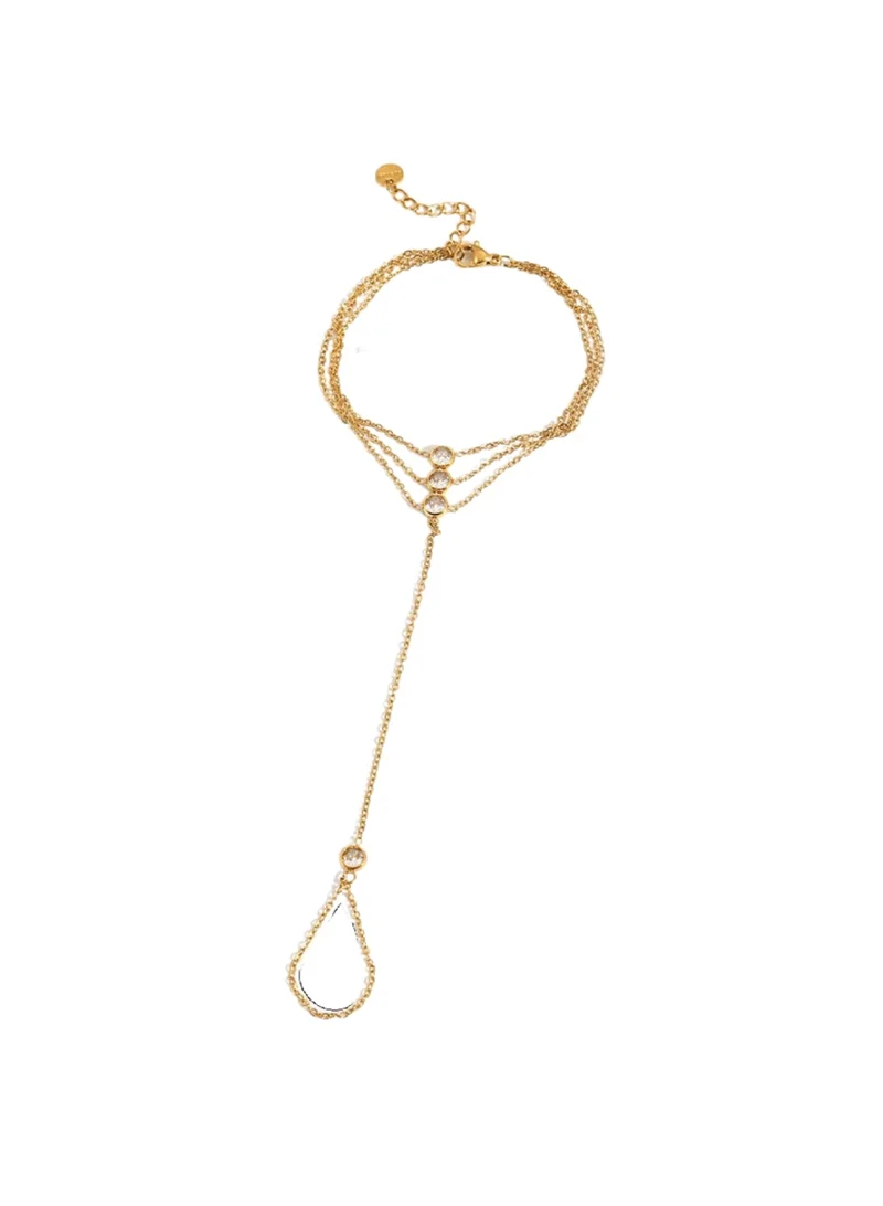 Sosha Elegance Triple-Tier Crystal Slave Handchain