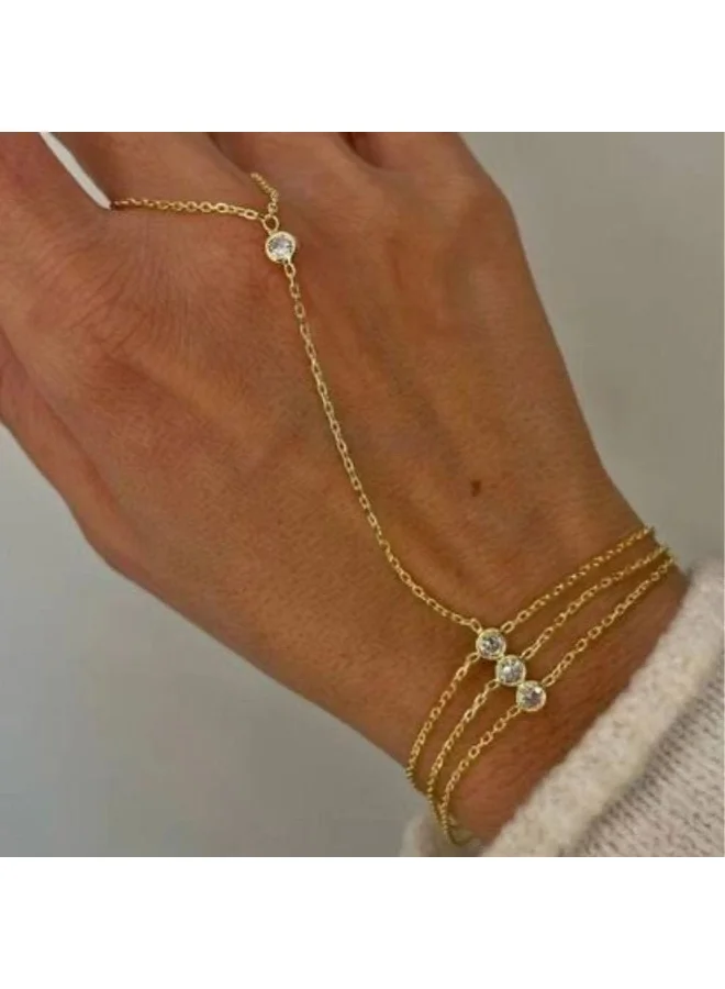 Sosha Elegance Triple-Tier Crystal Slave Handchain