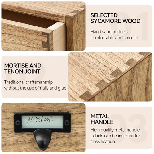 Kirigen Drak Wooden Office Storage Drawers Shallow Type - Desktop Filing Organization for Machine Printer Stand (BR, 2-Layer&2 Drawers) - Image 3
