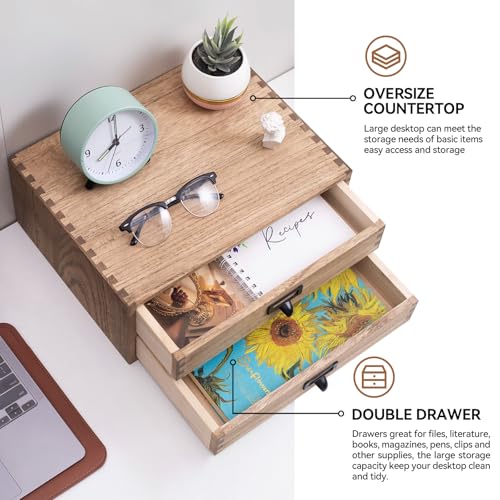 Kirigen Drak Wooden Office Storage Drawers Shallow Type - Desktop Filing Organization for Machine Printer Stand (BR, 2-Layer&2 Drawers) - Image 4