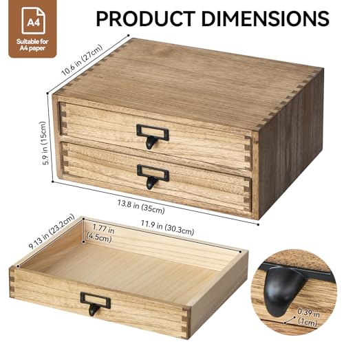 Kirigen Drak Wooden Office Storage Drawers Shallow Type - Desktop Filing Organization for Machine Printer Stand (BR, 2-Layer&2 Drawers) - Image 5