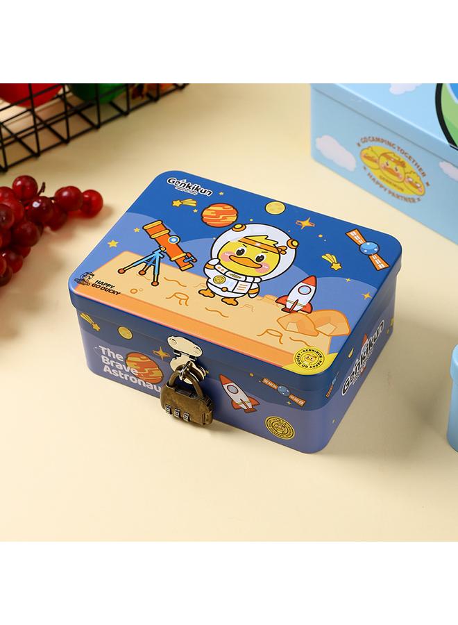 Bluejw Genkikun Yellow Duck Creative Wrought Iron Storage Box With Lock Certificate Sundries Finishing Box Tinplate Packaging Empty Box - Image 4