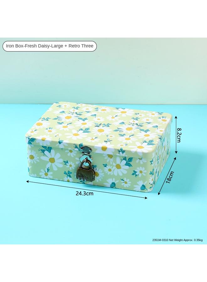 Bluejw Genkikun Yellow Duck Creative Wrought Iron Storage Box With Lock Certificate Sundries Finishing Box Tinplate Packaging Empty Box - Image 1