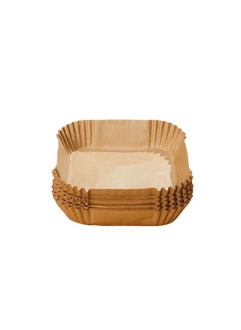 100 pieces of food specific silicone oil paper baking paper tray, square air fryer special paper suitable for 5L-7L capacity with a diameter of 23cm  - Image 3