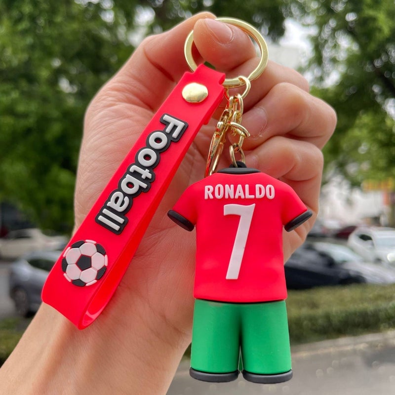 YP Cross-Border World Cup Soccer Star Keychain Accessory - PVC Soft Rubber Bag Charm with Jersey Keyring - Image 1