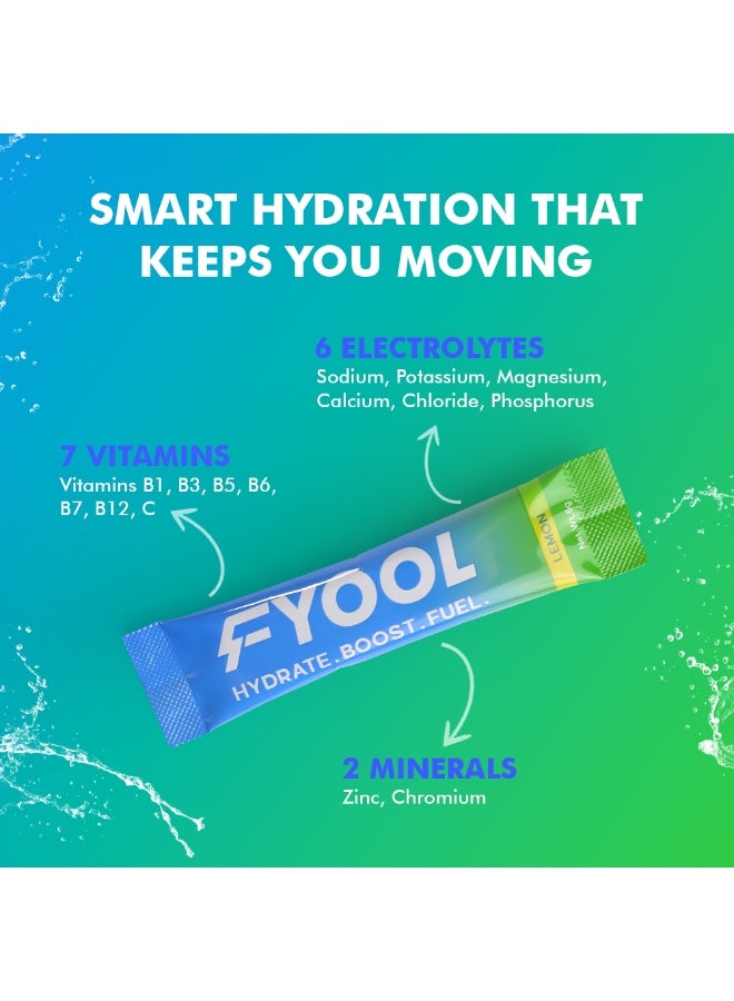 فيوول فيول مسحوق ترطيب إلكتروليت | إلكتروليتات + فيتامينات ومعادن | بدون سكر أو سعرات | يعزّز الطاقة | خالٍ من الغلوتين | ضروري للسفر | نكهة الليمون | عبوة من قطعتين - Image 5