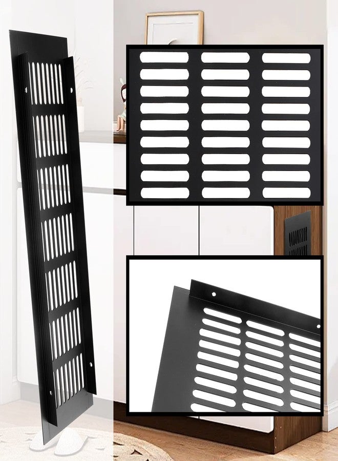 Bivethoi Rectangle Louvered Ventilation Griller, 300 x 80mm Aluminum Alloy Air Vent for Wardrobe Shoe Cabinet Closet, Black - 2 PCS - Image 4