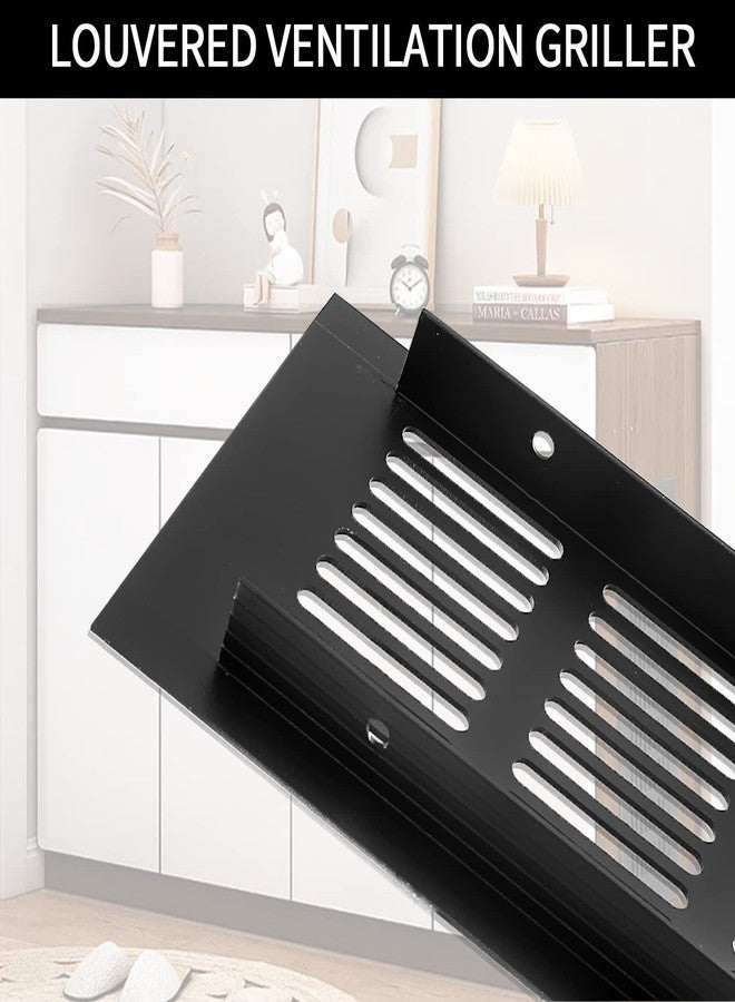Bivethoi Rectangle Louvered Ventilation Griller, 300 x 80mm Aluminum Alloy Air Vent for Wardrobe Shoe Cabinet Closet, Black - 2 PCS - Image 3