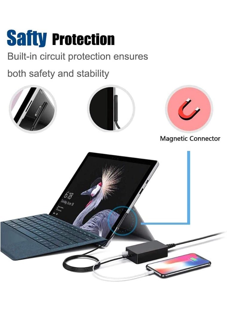 وايكيل شاحن سيرفس 65 وات مع موصل مغناطيسي لأجهزة سيرفس برو 3/4/5/6/7/8/X، سيرفس لابتوب 5/4/3، سيرفس جو 3، سيرفس بوك 3/2، محول طاقة شحن سريع 15 فولت 4 أمبير (قابس المملكة المتحدة) - Image 5