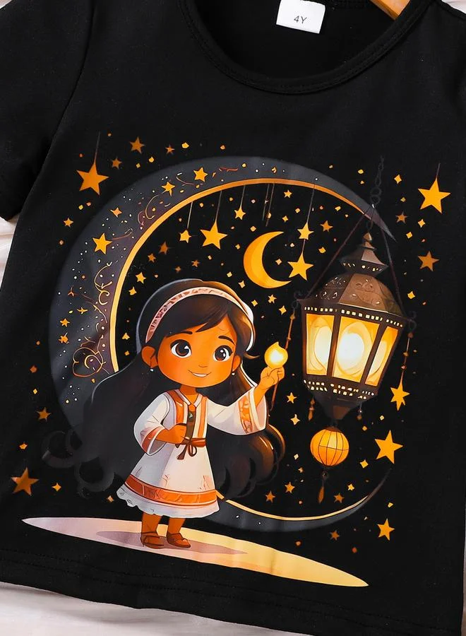 Take Two  Girls Black Ramadan Graphic T-Shirt for Women | Best Price UAE
