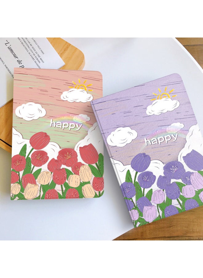 Suitable For 2021 For Iphone 9ipad7 Tablet 10.2 Inch 6air5 Protective Case 4 Shell 10 Generation 8mini2pro3 1-Color:Book Tulip Flowers-Red-Applicable Model:Pen Slot 18/20/21/22 Por 12.9 Inch
