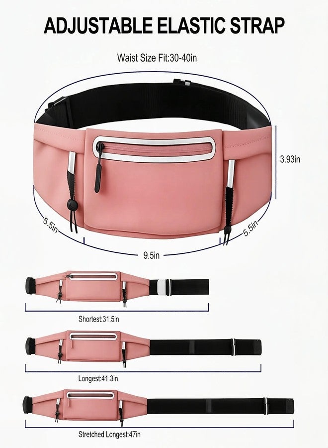 JUCURRI Running Belt Fanny Pack:3 Pocket Waist Bag for Men Women Workout Exercise Fitness Phone Holder Fits All Phones - Runner Marathon Jogging Race Belt with Bib Clip (Pink) - Image 4